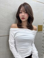 アンジェリカラボ 梅田店(ANGELICA LABO)&nbsp;韓国風くびれレイヤーカット×グレージュ×透明感ブラウン川又