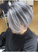 【白髪と合う】脱白髪染めホワイトバレイヤージュ×ブリーチ３回