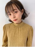 ボブ カーキグレージュ ショート 大人かわいい フェザーバング