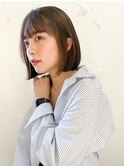 "久保田"まとまるボブワイドバングブリーチなしベージュカラー