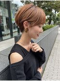 大人可愛い20代30代40代前下がりショートボブ丸みショート◎