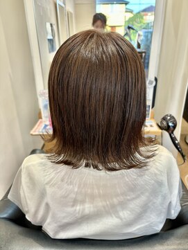 リシェールグリーン 越谷花田店(RICHAIR GREEN) デザインカラー/レイヤーカット/ウェットヘア/オリーブベージュ