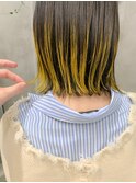 毛先カラー、デザインカラー、ネオンイエロー、ブリーチ