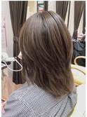 大人可愛いハイレイヤーセミロングくすみカラー20代30代