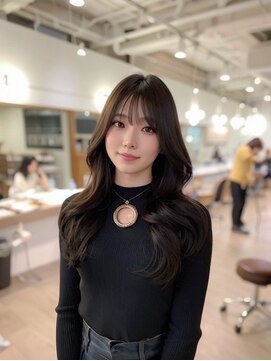 レビジュヘアー(LEVIJU HAIR) 小顔外ハネミディアムアッシュ20代30代40代くびれミディ韓国ヘア