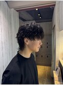 縦落ちウルフパーマ／ウザバング波ウェーブツイストパーマメンズ