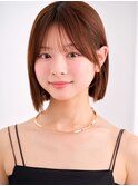小顔見えシースルーバング×王道ナチュラルボブ