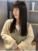 【中澤彩乃】ワイドバングオリーブグレージュぷつっとロング前髪