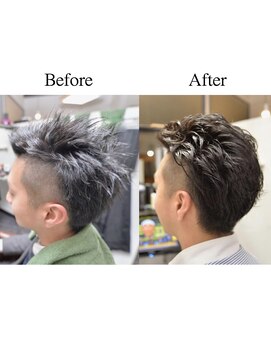 カミケン 方木田店(kamiken.) ツーブロック爽やかツイストパーマ モテ髪【カミケン方木田店】