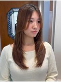 顔まわりレイヤー×ストレートロング