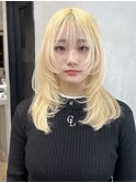 原宿ケアブリーチ顔周りレイヤー韓国ワンホンハイトーンブロンド