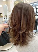 ミディアムレイヤーカット◎ハッシュカット◎シャンパンベージュ