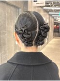 ヘアセット 結婚式ヘア お呼ばれヘア ツインヘア タイトヘア