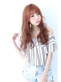 Lee梅田★オレンジべージュ×ほつれウェーブ