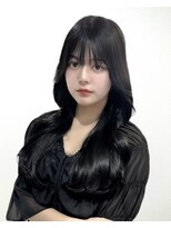 ワン バイ ジエクト(One by The Ect)&nbsp;【レイヤーロング】黒髪アッシュカラー似合わせカットフルバング