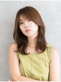 小顔/サイドバング/うる艶髪/ナチュラルカールセミディ
