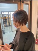 大人ショートボブ丸みショートカットマッシュショート前髪あり