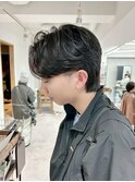 韓国マッシュ センターパート フェザーパーマ メンズ