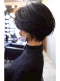 【SHARON】丸みレディースショート×マットブラック