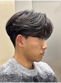 メンズセンターパートウルフセンターパートニュアンスパーマ襟足