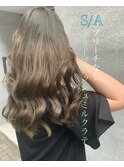 S/A大人可愛いデジタルパーマ抜け感オリーブアッシュベージュ