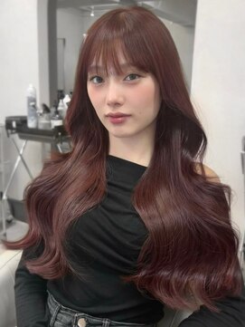 ユニ 原宿(uni) 韓国ヘアハッシュカットロングレイヤーカットピンクベージュ原宿