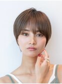 20代30代大人可愛い丸みショートショートボブオリーブベージュ