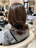 ◯前髪イメチェンアンブレラカラーこなれミディウェーブパーマ