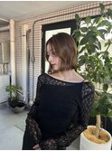 魅力倍増カールセミディシアーカラーダークアッシュショートヘア