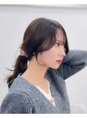 フェイスレイヤー顔周りカット_黒髪ボブルフネビージュ