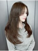 顔周りレイヤーウルフレイヤーロング美髪韓国ヘア_F70074