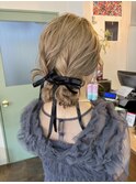 ヘアセット/ツイン/お呼ばれヘア/結婚式/リボン