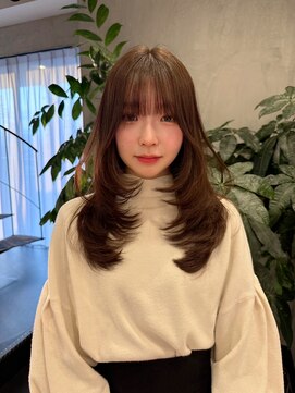 ◎韓国ヘアー顔周りレイヤーおくれ毛前髪新潟西区　小新