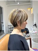 大分ショートボブ顔まわりレイヤーカット髪質改善カラー30代