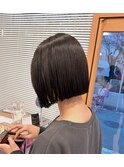 ホワイトグレージュミニウルフデジタルパーマチェリーブラウン