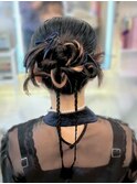 結婚式 二次会 お呼ばれ カチモリヘア+ベロアリボン