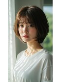 大人かわいい小顔ひし形ショートボブナチュラルブラウン越谷