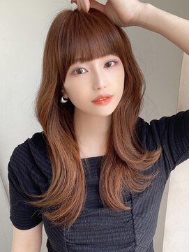 アフロート エル 錦糸町(AFLOAT L) 20代大人かわいい外ハネセミロング × ミルクティーベージュ