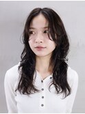 ロング顔周りレイヤー韓国ヘア似合わせカット_F21371