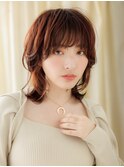オレンジブラウン/小顔カット/ダブルカラー/ウルフカット/20代e