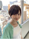 イメチェン/外ハネボブ/ワイドバング/ブルーブラック/美髪