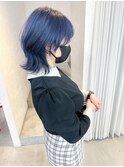 【シルエットが可愛い】　ショートウルフ×ネイビーブルー