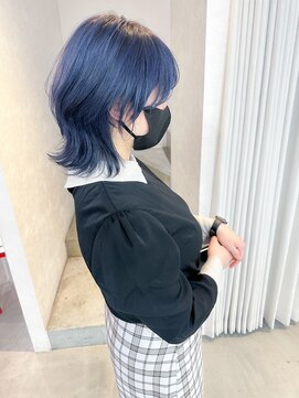 ボックスミコ(Box mico.) 【シルエットが可愛い】　ショートウルフ×ネイビーブルー