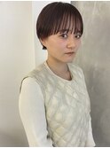 ワイドバングマッシュショート/レッドブラウン