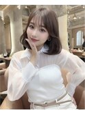 大人かわいいボブ グレージュ