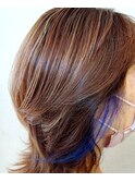ウルフ×ハイライト×ブルーイヤリングカラー/30代40代50代60代