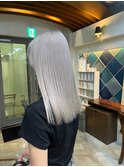 ダブルカラーベージュカラーケアブリーチカラーハイトーンボブ 