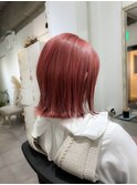 切りっぱなしボブ/コットンピンク/ピンクカラー