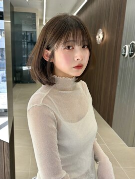 横浜髪質改善ミディアム内巻きワンカールレイヤーハッシュボブ