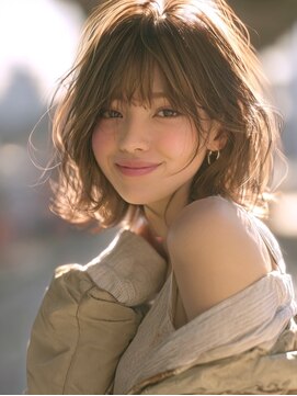 アルトリスト(Altruist Aging×HAIR&SPA) ★ダークアッシュ大人ガーリーボブ着物ミディアムレイヤーカット